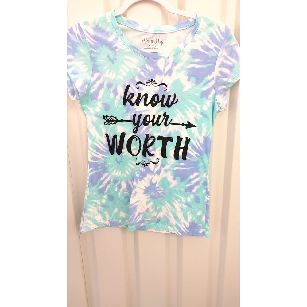 Wound Up Tshirt Know Your Worth Tie Dye Crew Neck Large 11/13